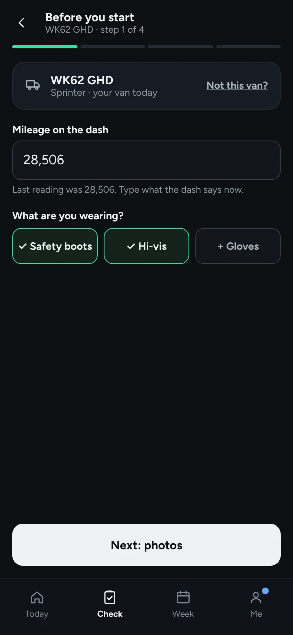 The driver's check on a phone